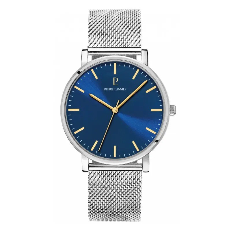 Montre Pierre Lannier Homme - Essentiel Argenté cadran bleu