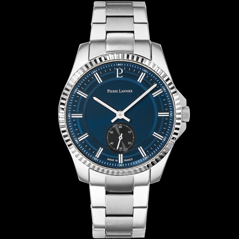 Montre Pierre Lannier Homme - Metropolitain cadran bleu bracelet acier argenté