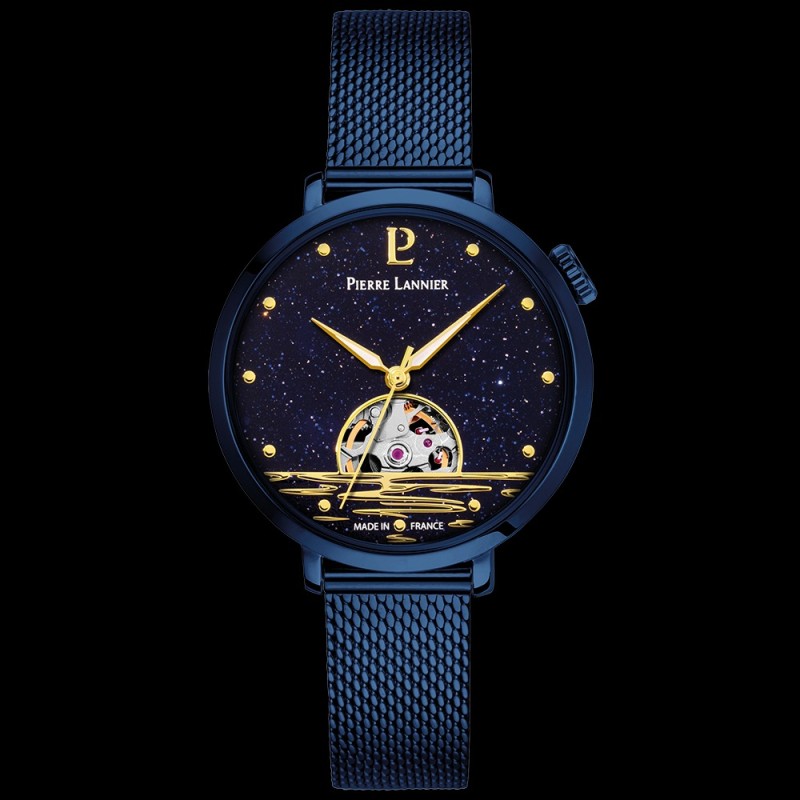 Montre Pierre Lannier Femme - Australe Bleu cadran bracelet milanais bleu