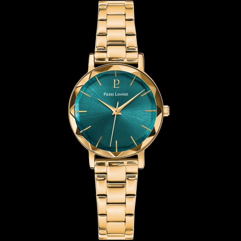 Coffret Montre Pierre Lannier Femme - Multiples cadran vert acier doré et bracelet cuir vert