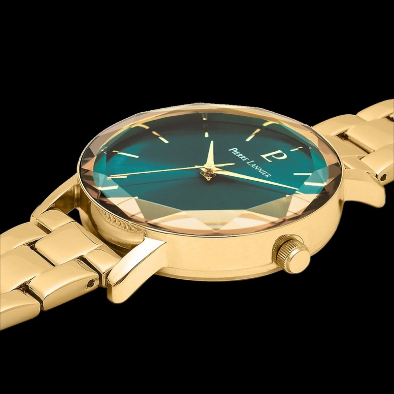 Coffret Montre Pierre Lannier Femme - Multiples cadran vert acier doré et bracelet cuir vert