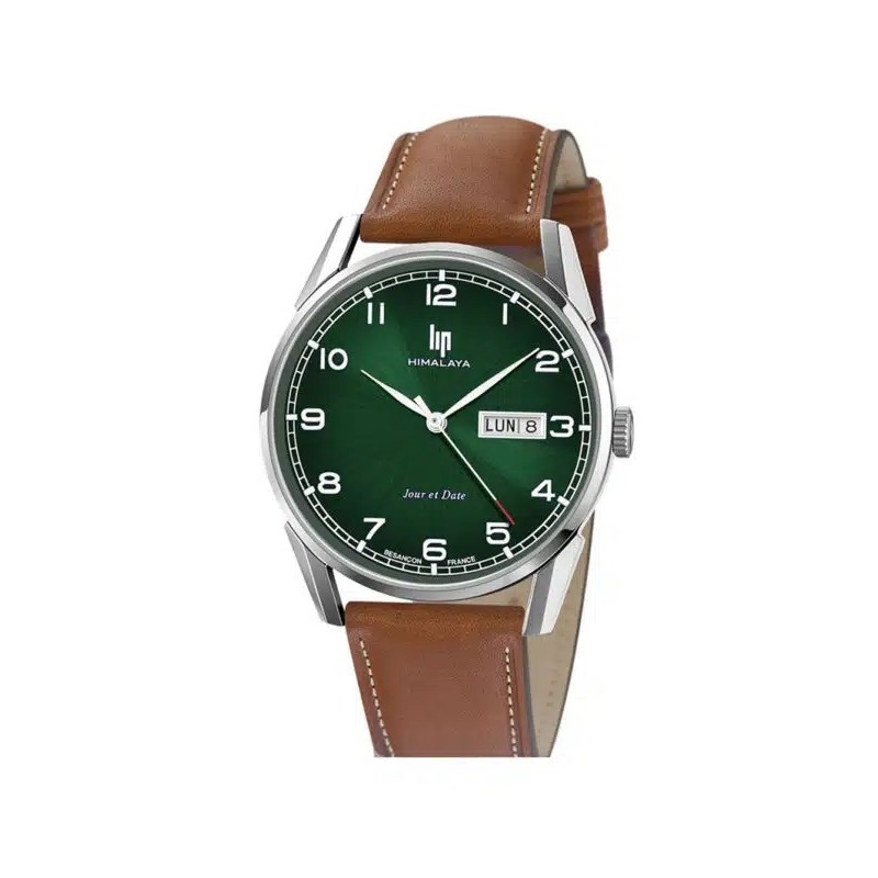 Montre Homme Lip - Himalaya - Cadran vert bracelet cuir marron