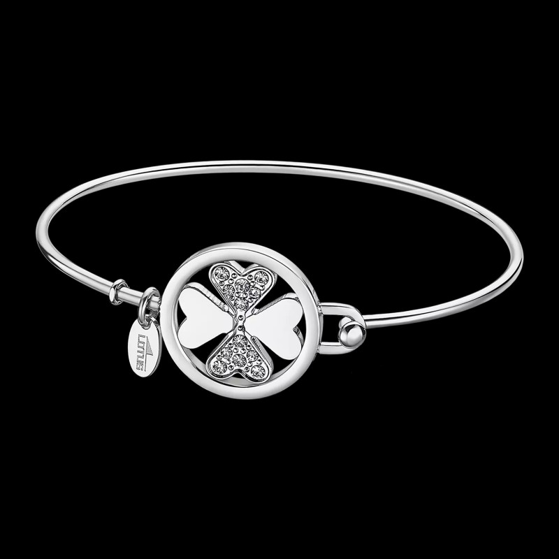 Bracelet Lotus Style Femme - Trèfle cœurs - acier argenté