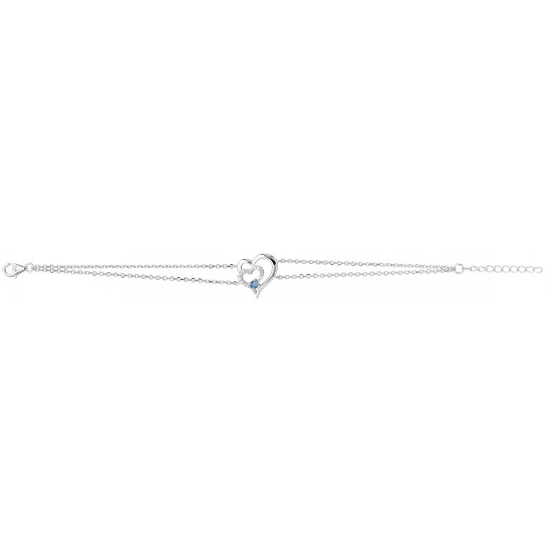Bracelet Femme Carador - Argent, Oxydes de zirconium et spinelle synthétique bleu - Cœur