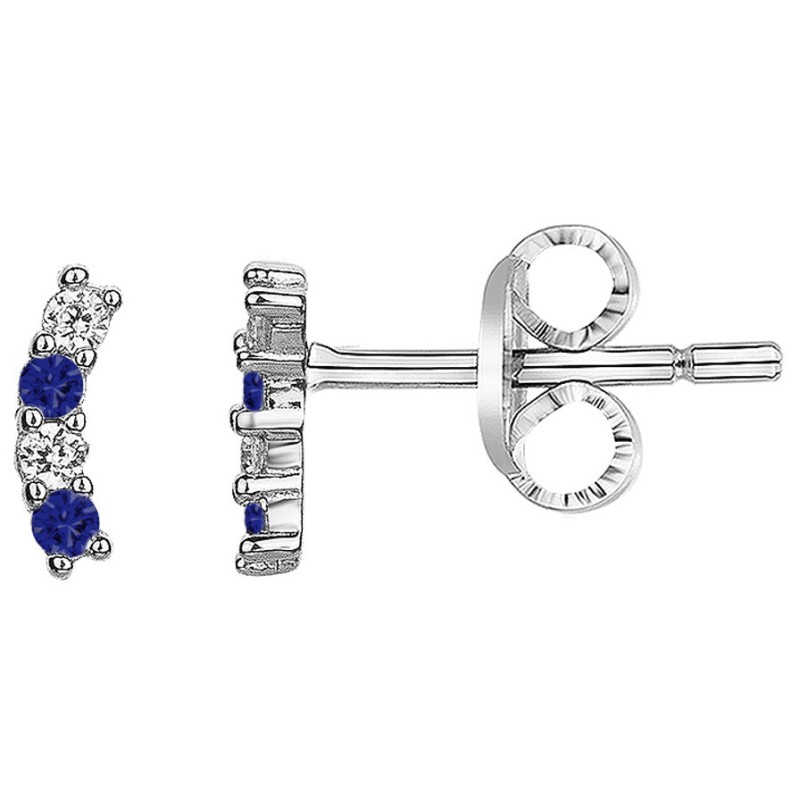 Boucles d'oreilles clous Femme Carador - Argent - Oxydes de zirconium blanc et bleu