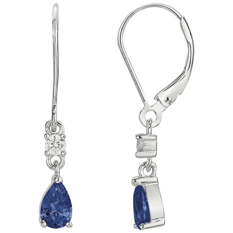 Boucles d'oreilles pendantes Femme Carador - Argent - Oxydes de zirconium blanc et bleu