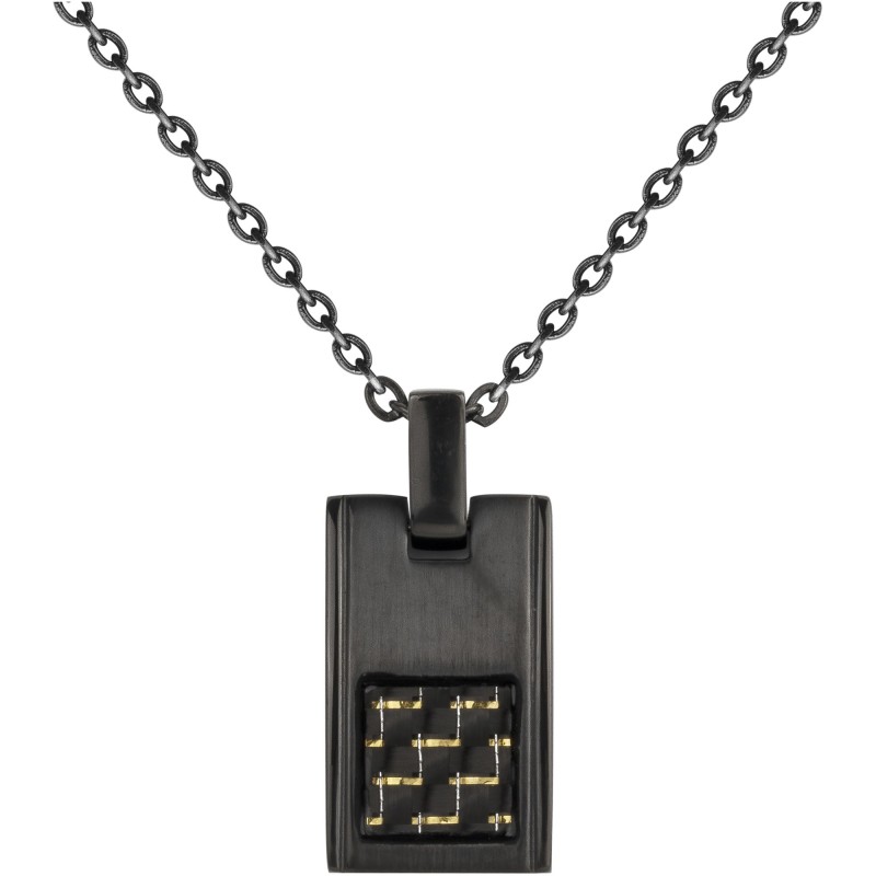 Collier Homme Phebus - Acier noir - Carbone Jaune