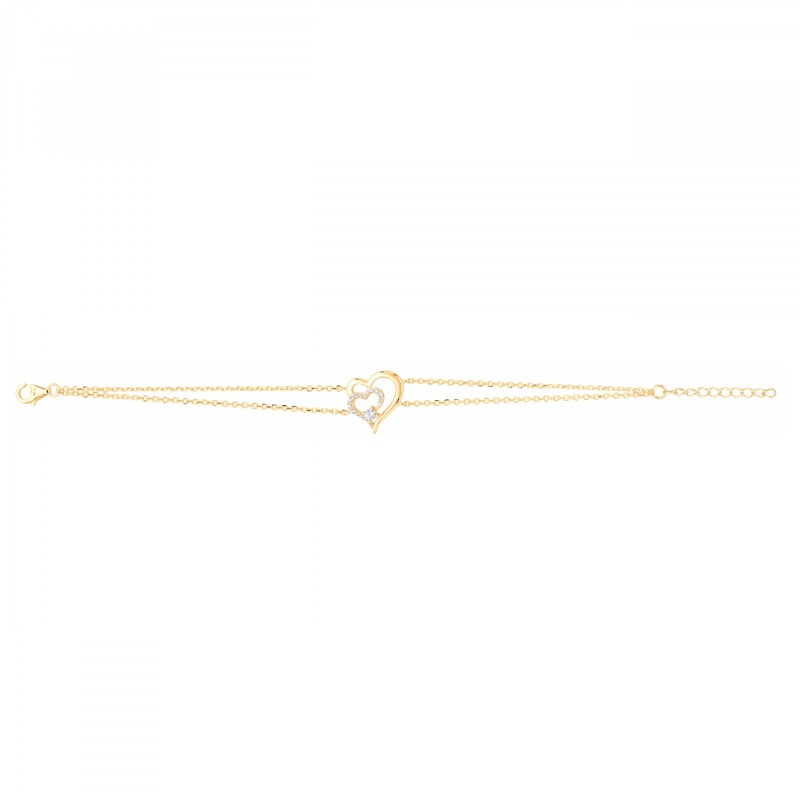 Bracelet Plaqué or Carador - doubles chaînes - cœur