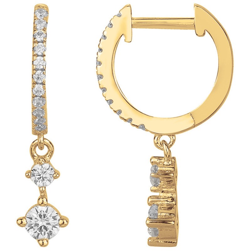 Boucles d'oreilles créoles Femme Carador - Plaqué or - Oxydes de zirconium