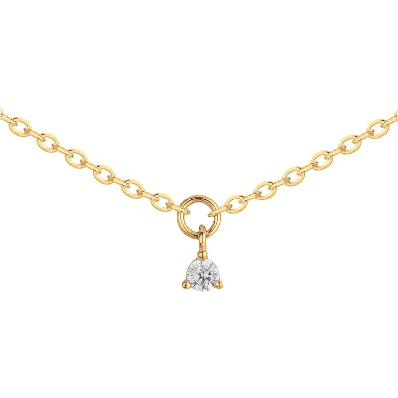 Collier Solitaire Femme Carador - Plaqué or - Oxydes de zirconium