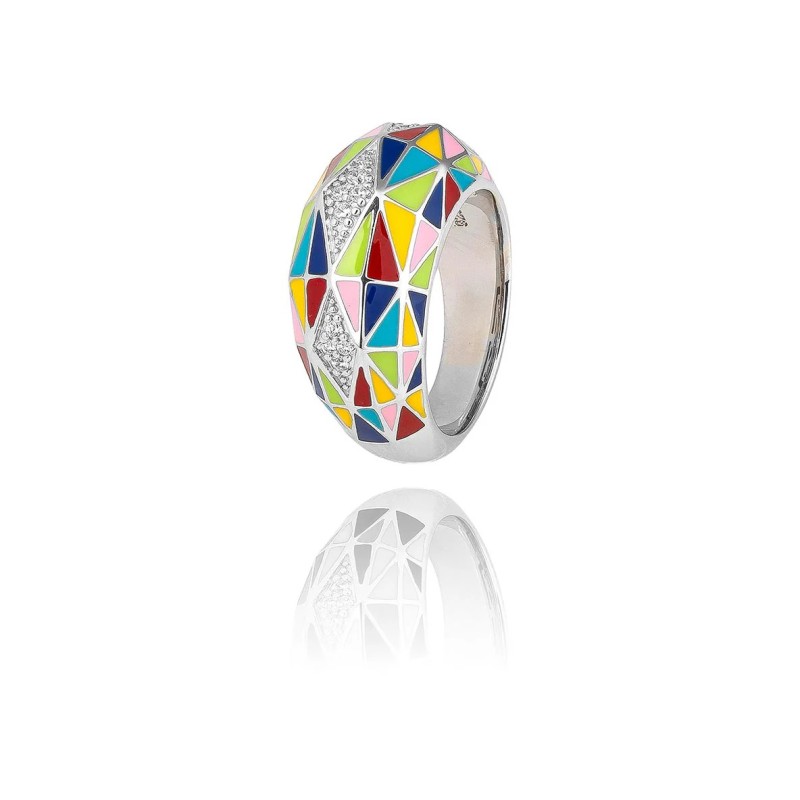 Bague Femme Una Storia - BoraBora - Argent - Oxydes de zirconium - Laque colorée