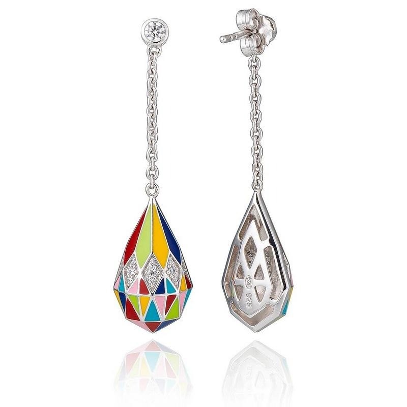 Boucles d'oreilles Una Storia Femme - Bora Bora - Argent - Oxydes de zirconium et laque colorée