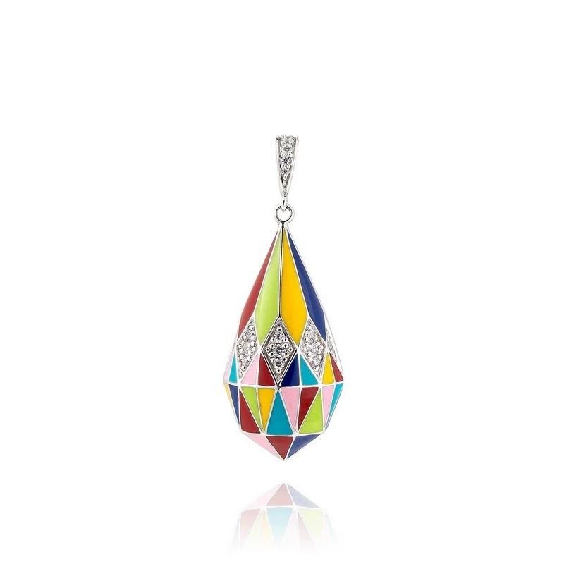 Pendentif Femme Una Storia - Bora Bora - Argent - Oxydes de zirconium et laque colorée