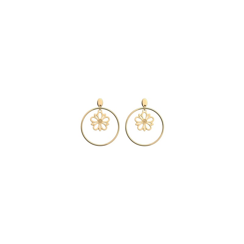 Boucles d'oreilles pendantes - Les Georgettes - Dahlia - doré 16/32mm