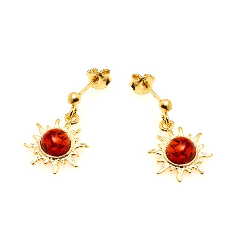 Boucles d'oreilles Carador - Argent et Ambre - Soleil