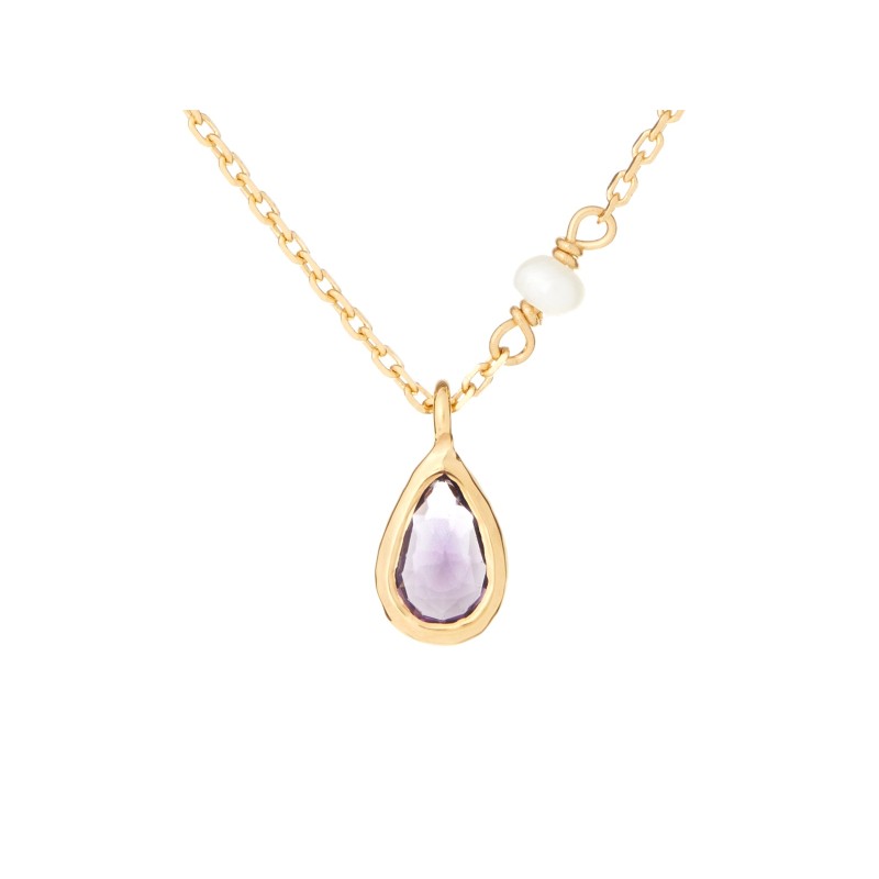Collier Femme Carador - Argent doré et Améthyste - Goutte
