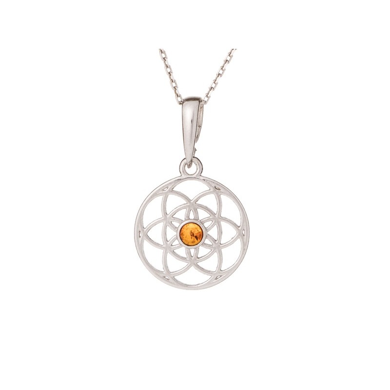 Collier Femme Carador - Argent et Ambre - Rosace