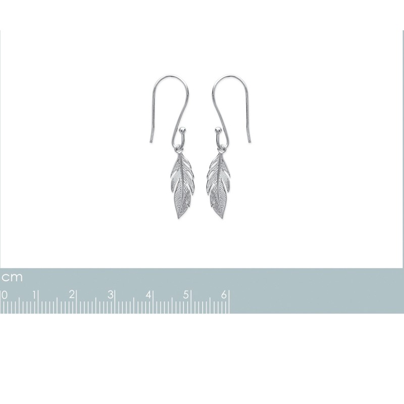 Boucles d'oreilles Femme - Carador - Argent Rhodié, motif plume