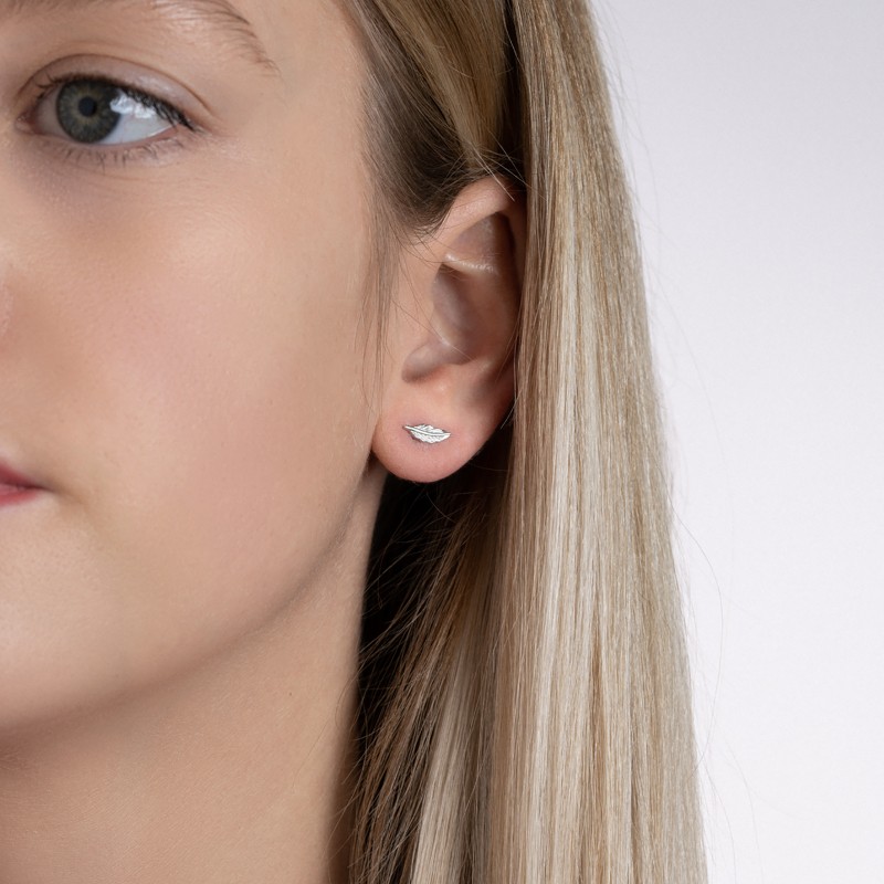 Boucles d'oreilles Femme - Carador - Argent Rhodié, motif plume