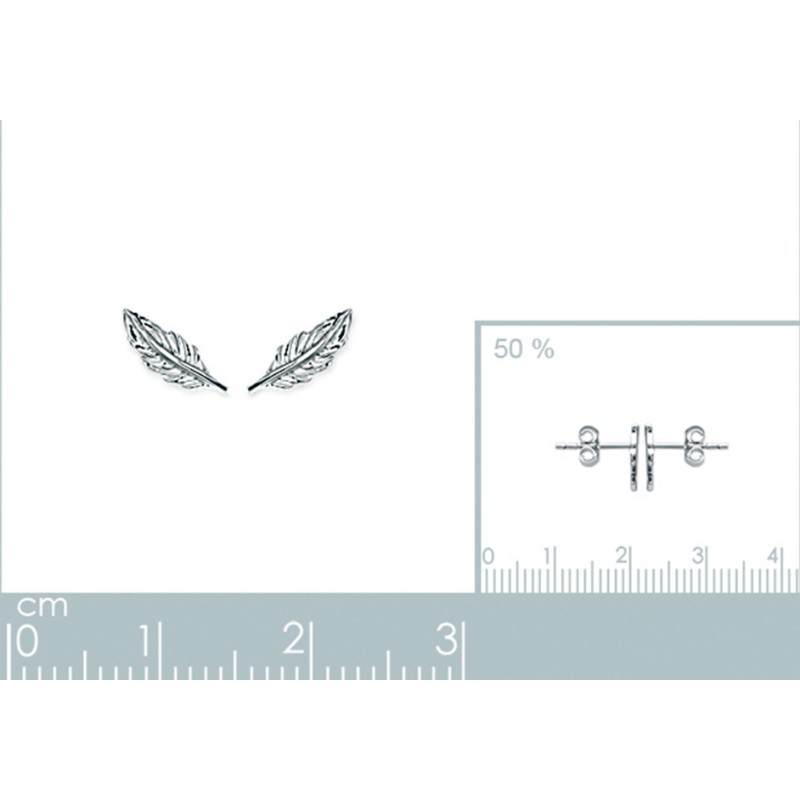 Boucles d'oreilles Femme - Carador - Argent Rhodié, motif plume