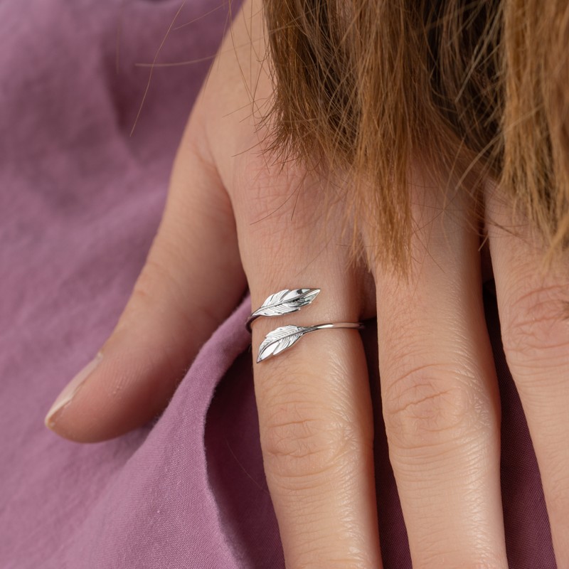 Bague Femme Carador - Argent Rhodié, motif plume