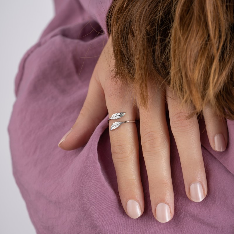 Bague Femme Carador - Argent Rhodié, motif plume