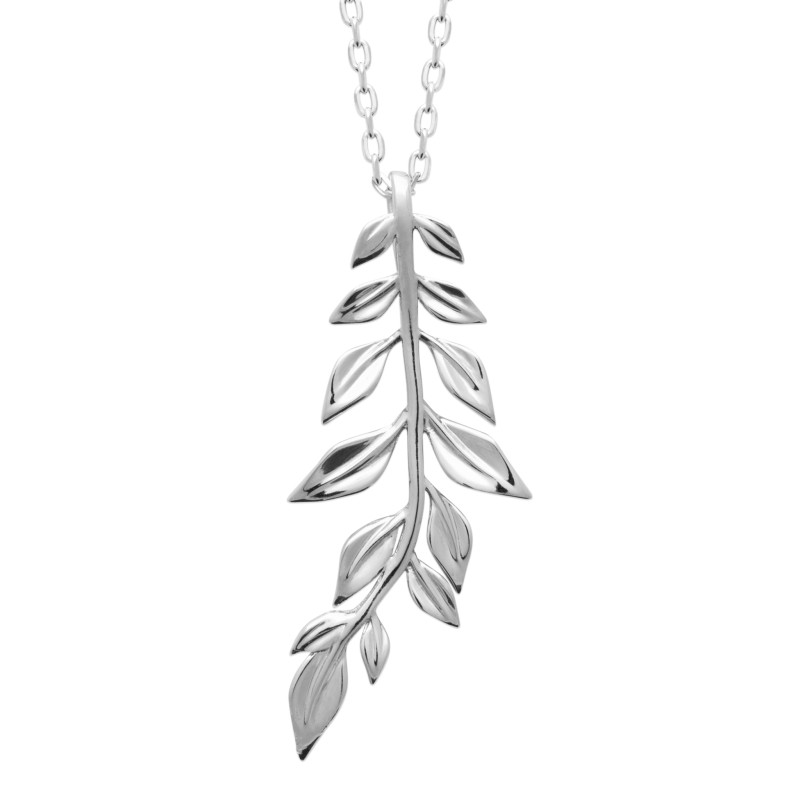 Collier Femme - Carador - Argent rhodié, motif feuille