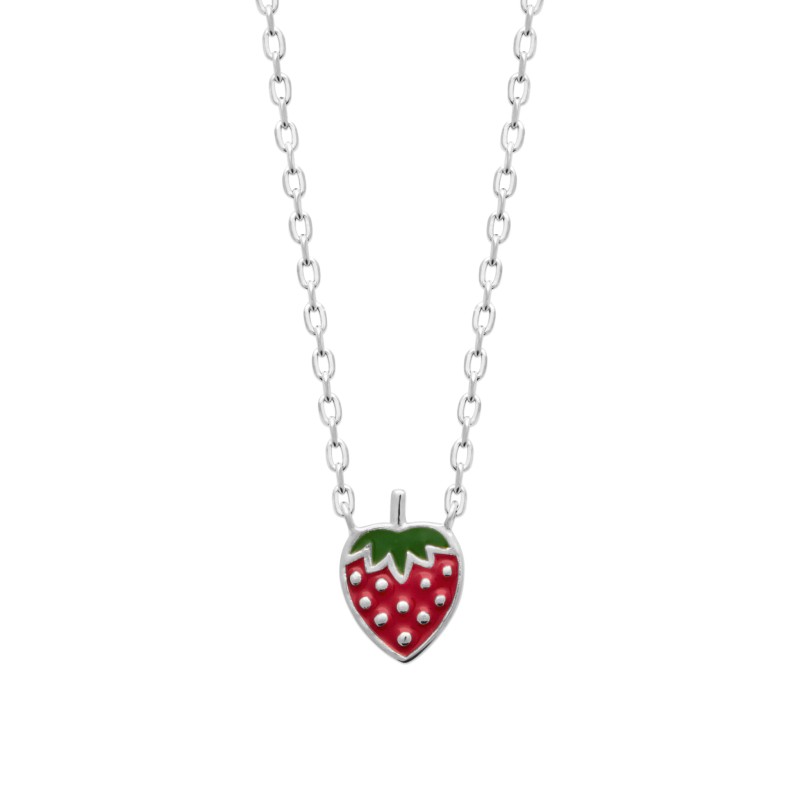 Collier Femme - Carador - Argent rhodié, motif fraise