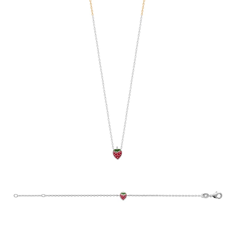 Collier Femme - Carador - Argent rhodié, motif fraise