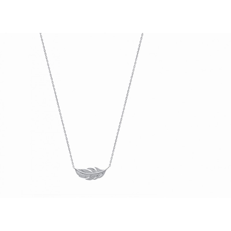 Collier Femme - Carador - Argent rhodié, motif plume