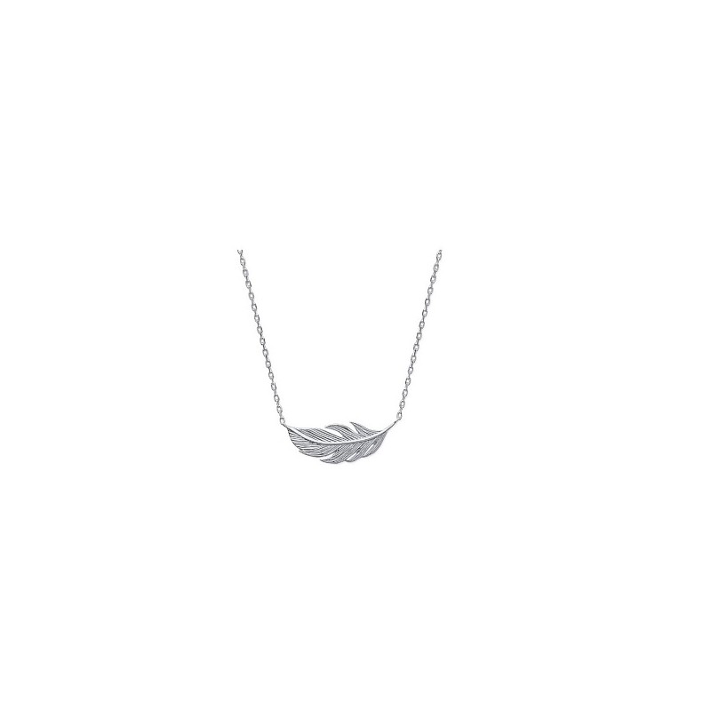 Collier Femme - Carador - Argent rhodié, motif plume