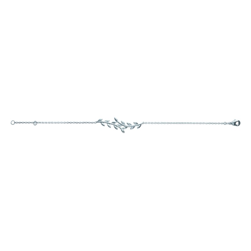 Bracelet Carador - Argent rhodié, motif feuille de Laurier