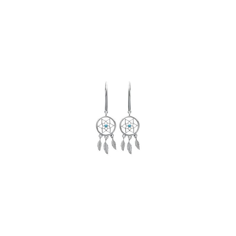 Boucles d'oreilles Femme - Carador - Argent Rhodié, motif attrape-rêve