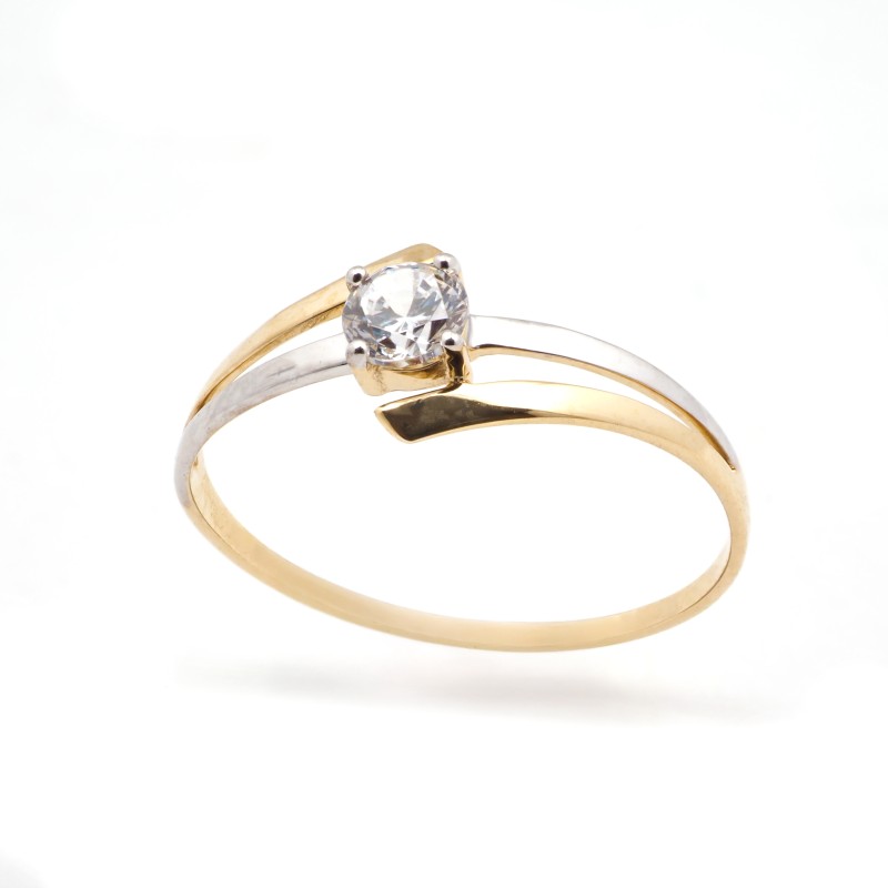 Bague solitaire femme - Carador - en Or bicolore, avec Oxydes de Zirconium