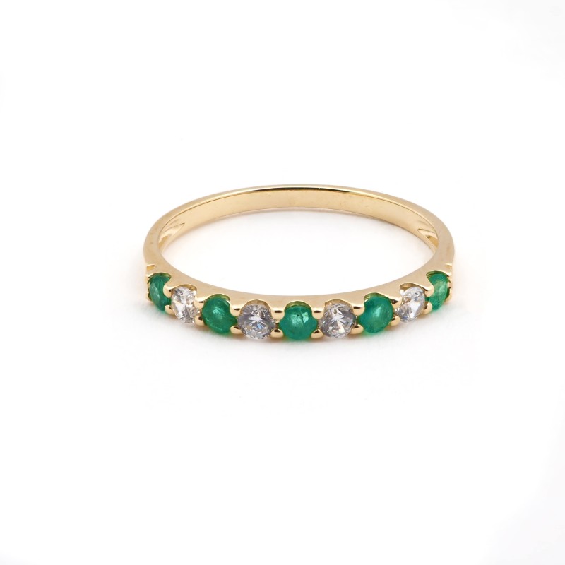 Alliance femme - Carador - En or jaune, avec Émeraude