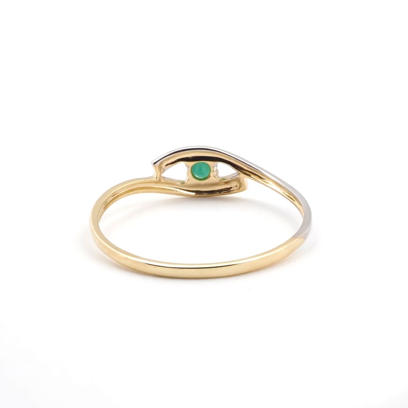 Bague solitaire femme - Carador - En Or bicolore jaune, avec Émeraude