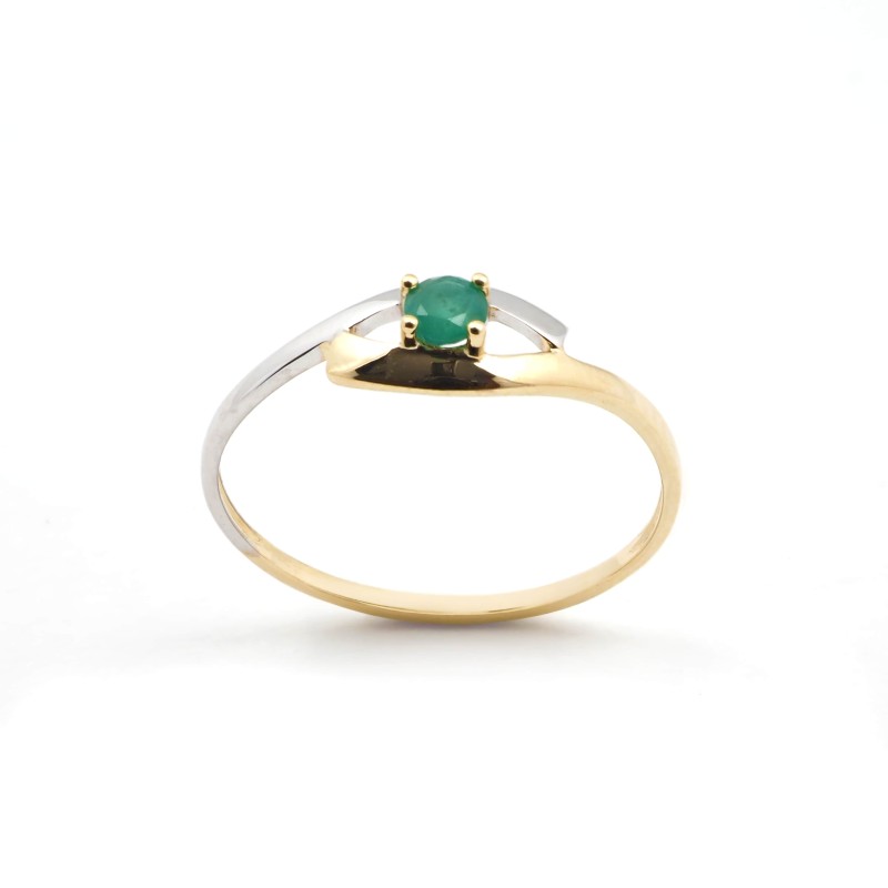 Bague solitaire femme - Carador - En Or bicolore jaune, avec Émeraude