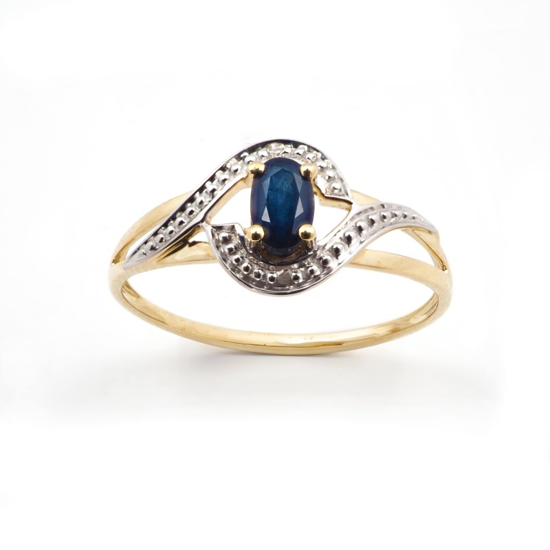 Bague femme - Carador - En Or jaune, bicolore, avec saphir