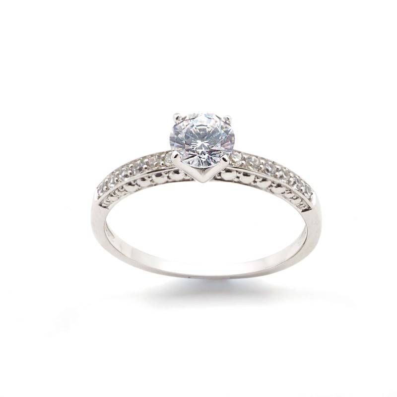 Bague solitaire accompagné femme - Carador - en Or avec Oxydes de Zirconium