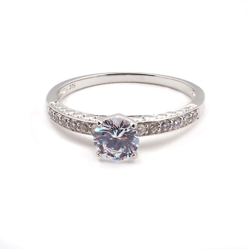 Bague solitaire accompagné femme - Carador - en Or avec Oxydes de Zirconium