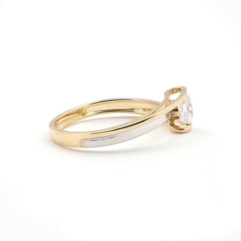 Bague Solitaire femme - Carador - En or bicolore, avec oxyde de zirconium