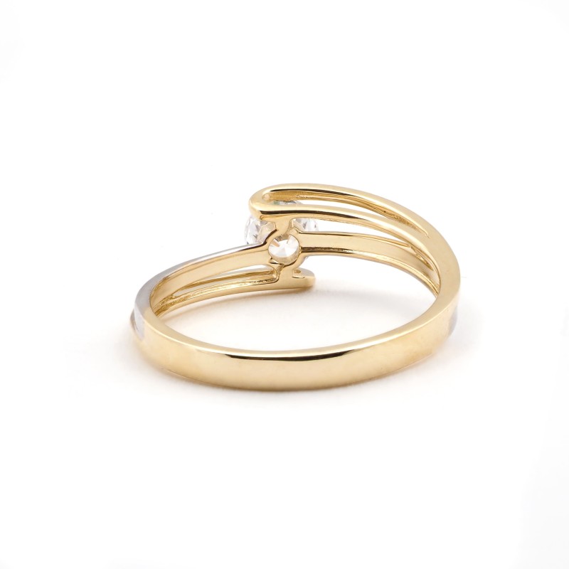 Bague Solitaire femme - Carador - En or bicolore, avec oxyde de zirconium
