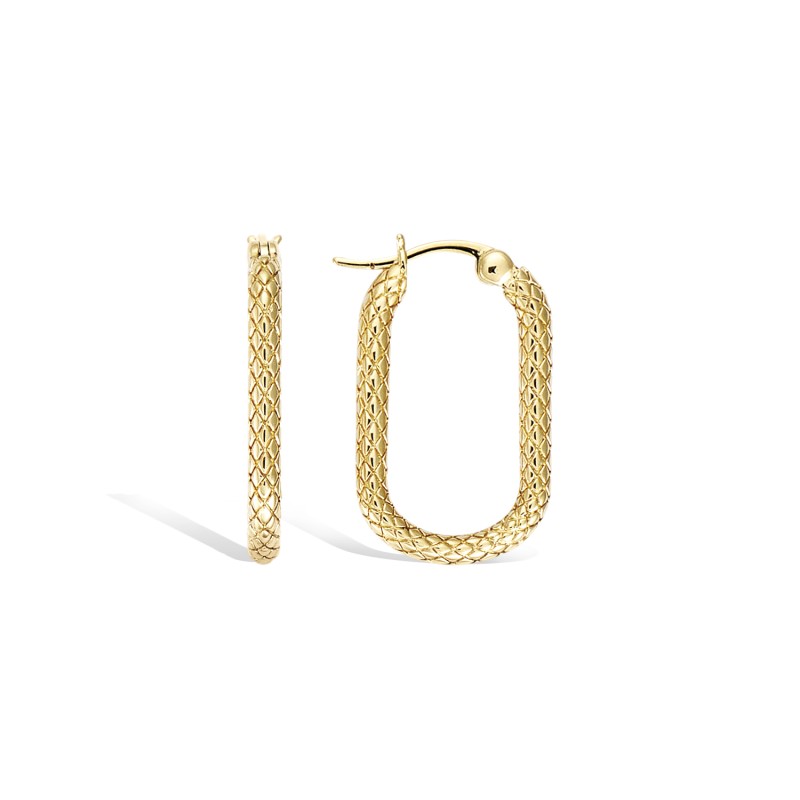 Boucles d'oreilles Créoles Rectangulaire Serpent - Carador - Plaqué or - Femme