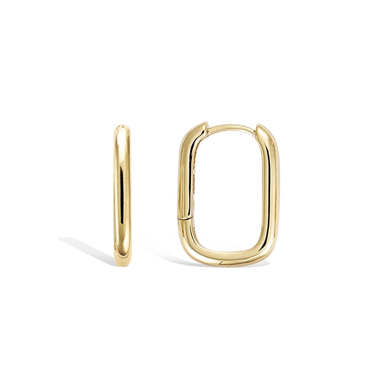 Boucles d'oreilles Créoles Rectangulaire - Carador - Plaqué or - Femme