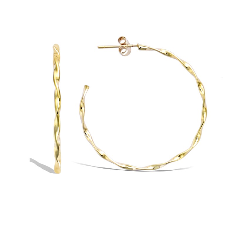 Boucles d'oreilles demi créoles torsadées -  Carador - Plaqué or