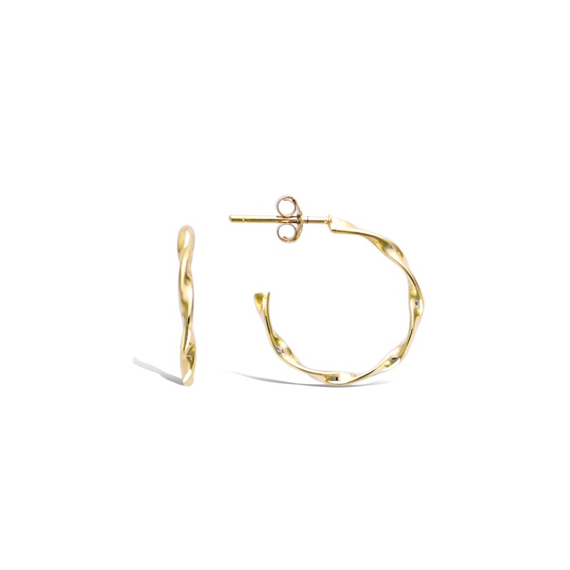 Boucles d'oreilles demi créoles torsadées -  Carador - Plaqué or