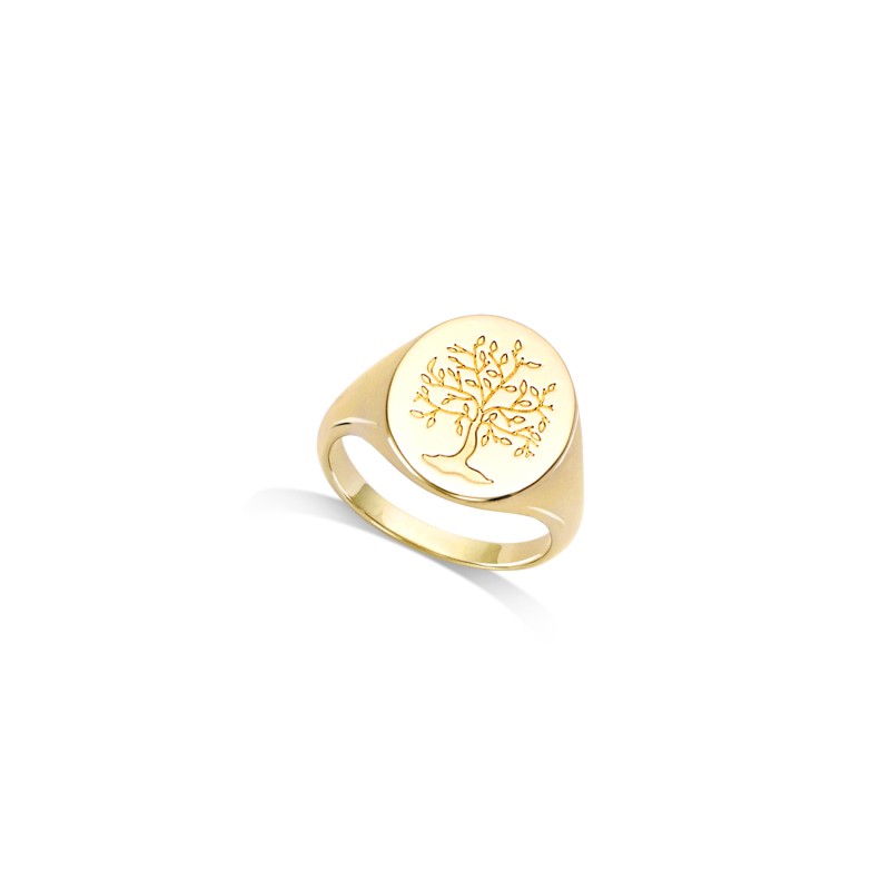 Bague Type chevalière - Carador - Tout Plaqué Or - Arbre de vie