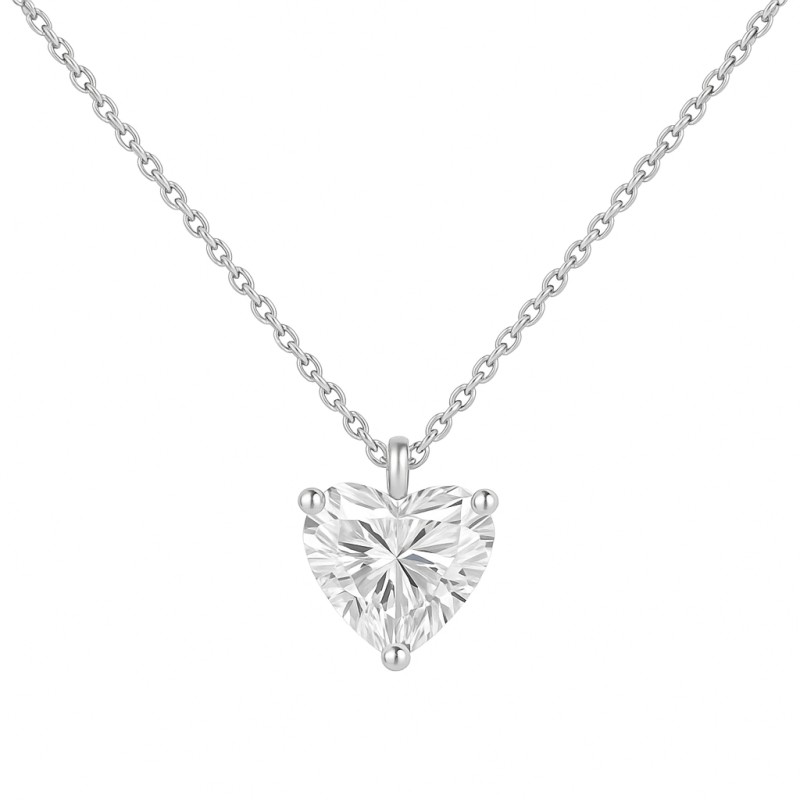 Collier Carador - or blanc 375/000 - oxyde de zirconium - Cœur