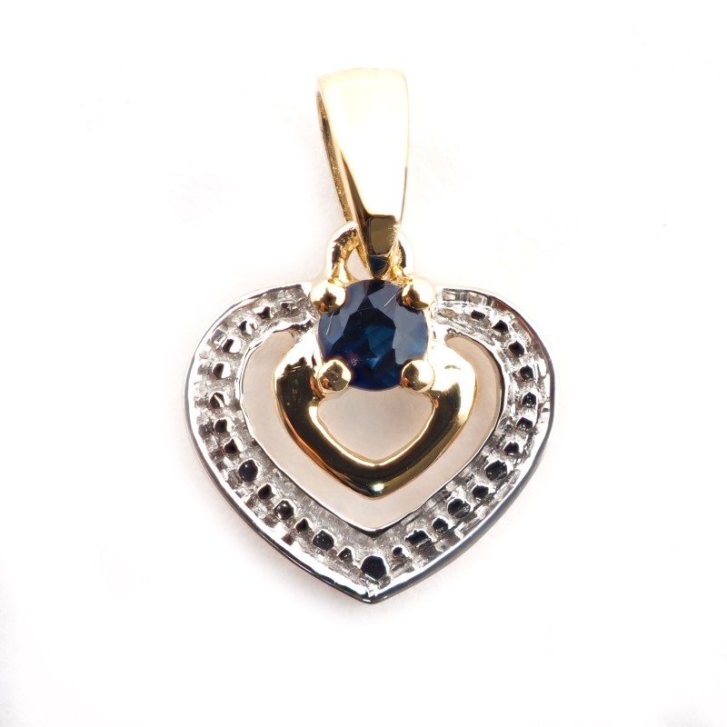 Pendentif Carador - Or Bicolore 375/000 - Saphir