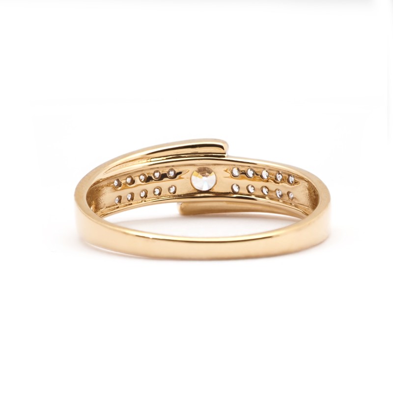 Bague Solitaire accompagné Femme - Carador - Or Jaune 750/000 - Oxydes de zirconium